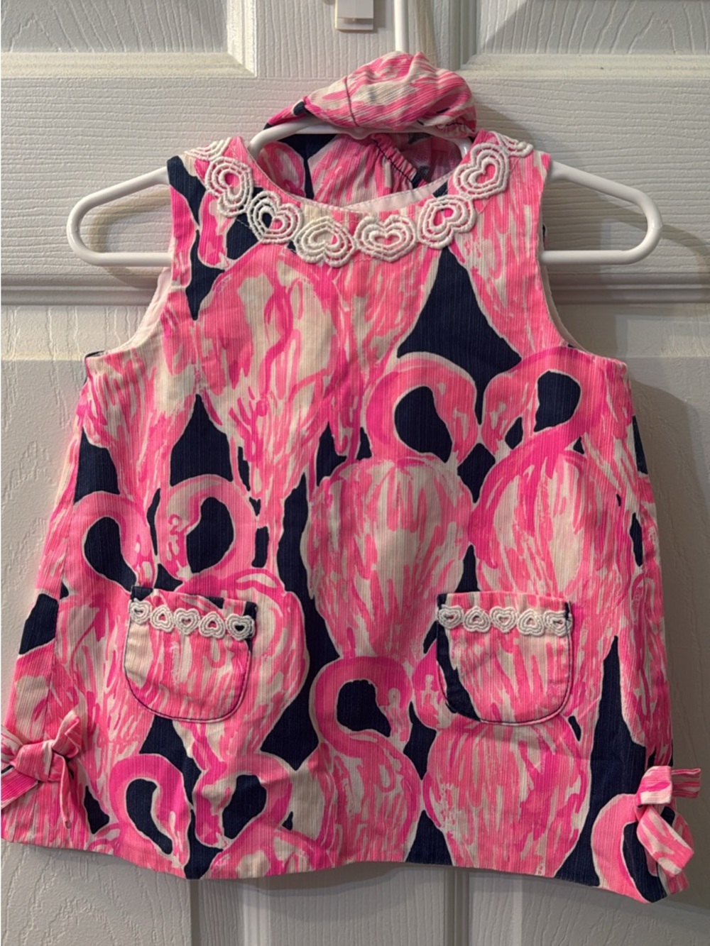 Lilly Pulitzer Pink Navy White Heart Print Halter Dress